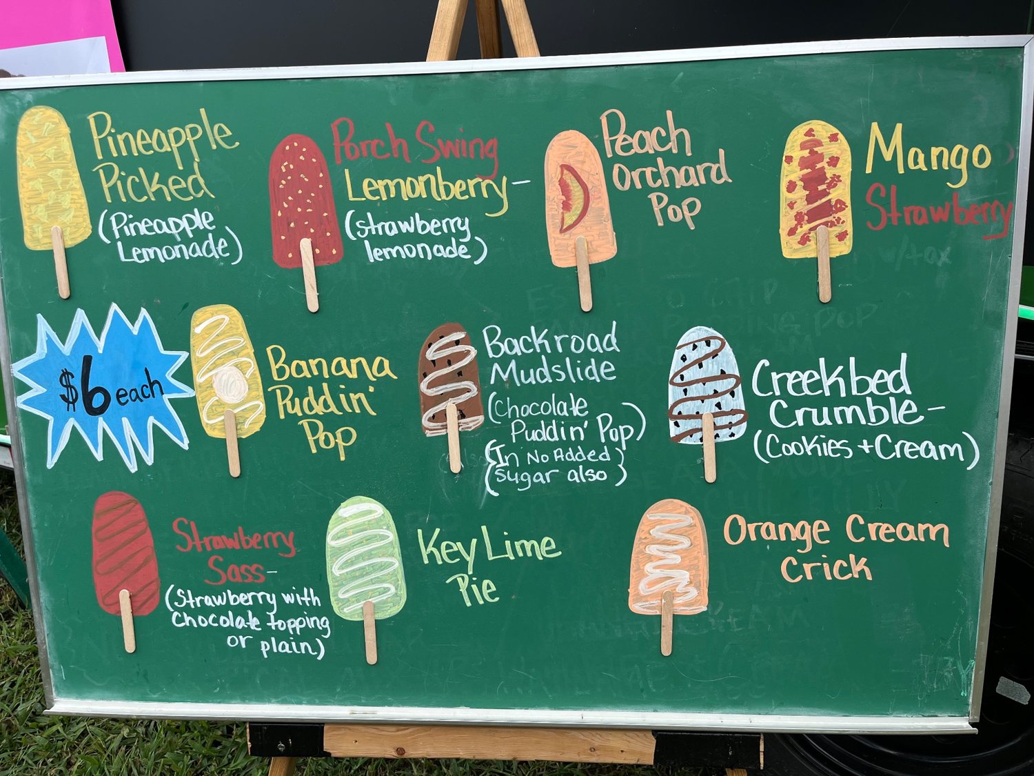 Chillbilly Pops flavor board